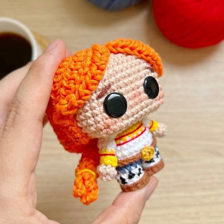 Crochet Story of Toys Keychain, Amigurumi Cowboy Astronaut and Cowgirl Key Ring, Handmade Movie Inspired Bag Charm, Cute Gift for Toy Fans