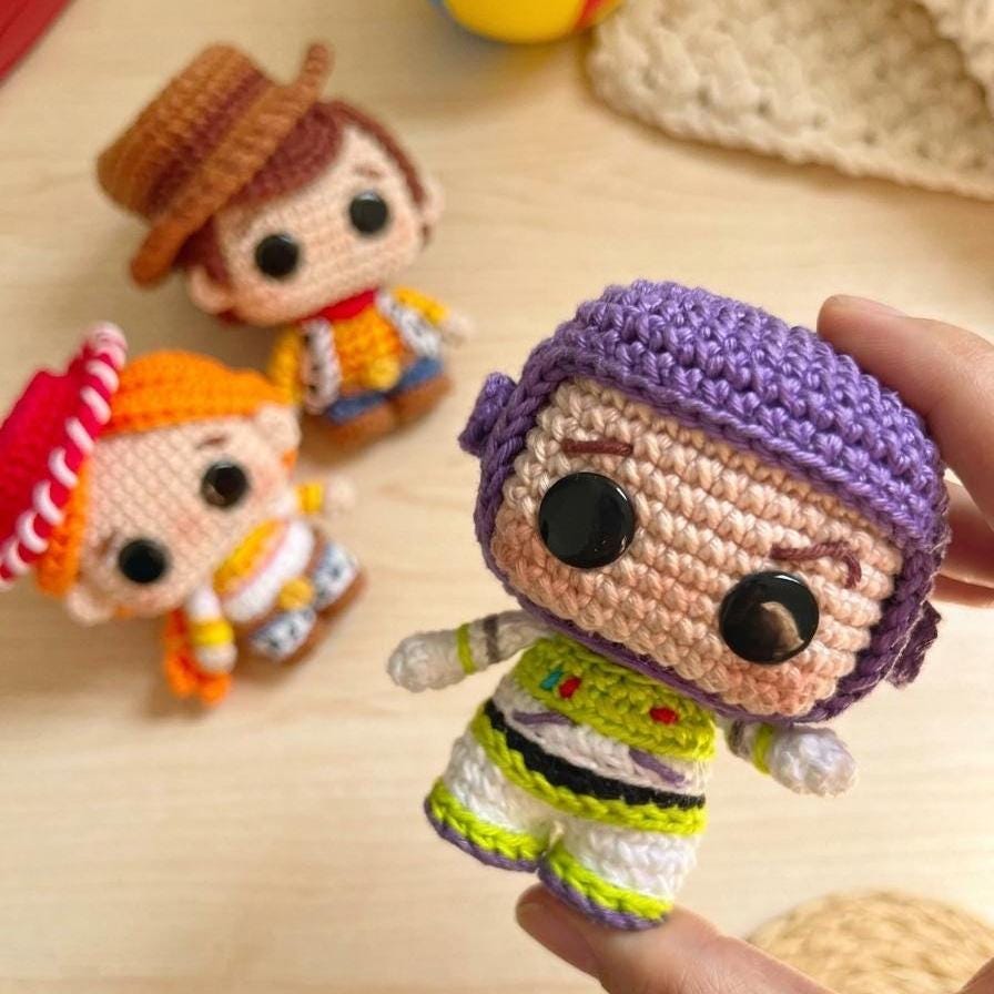Crochet Story of Toys Keychain, Amigurumi Cowboy Astronaut and Cowgirl Key Ring, Handmade Movie Inspired Bag Charm, Cute Gift for Toy Fans
